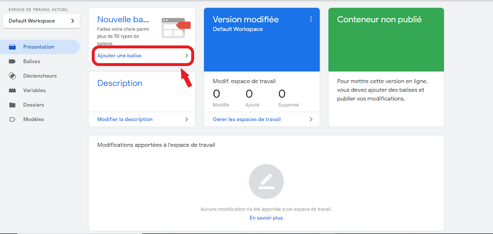 Ajout de balise Tag Manager