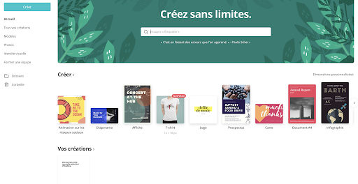 Tableau de bord Canva