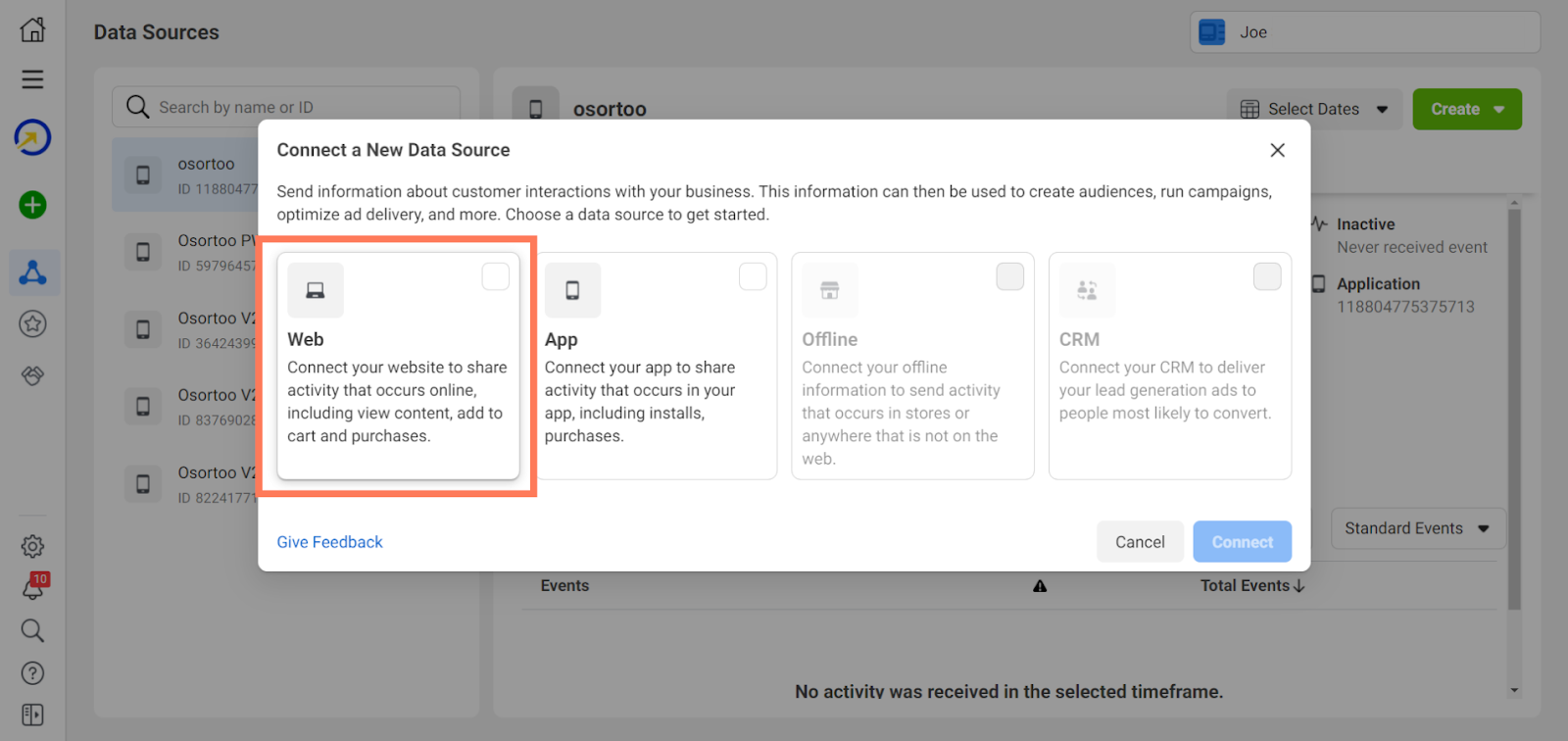 Connect web data souce